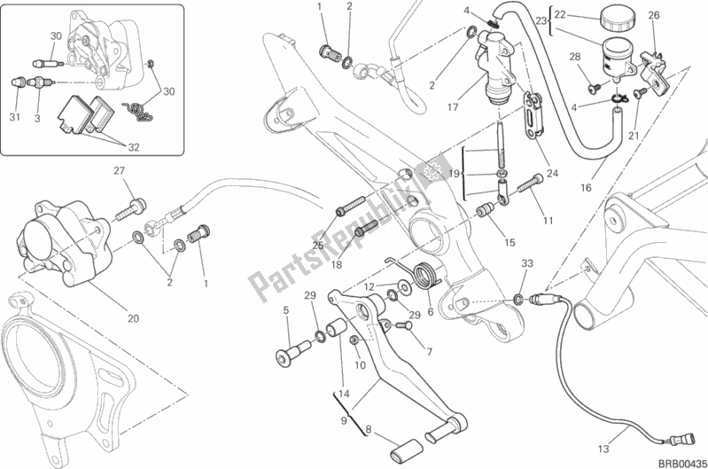 All parts for the Rear Brake System of the Ducati Hypermotard Hyperstrada USA 821 2013